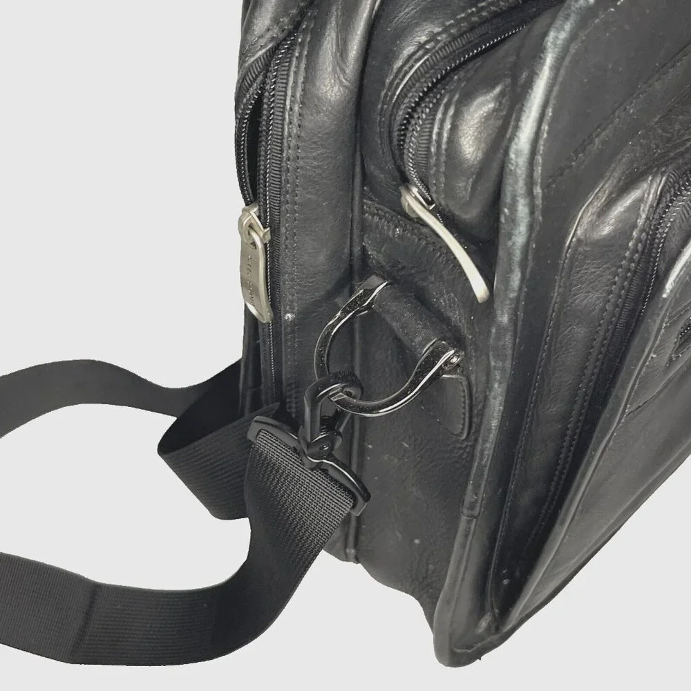 Pelle Studio Black Briefcase Multi Pocket Laptop Black Messenger Wilsons Leather